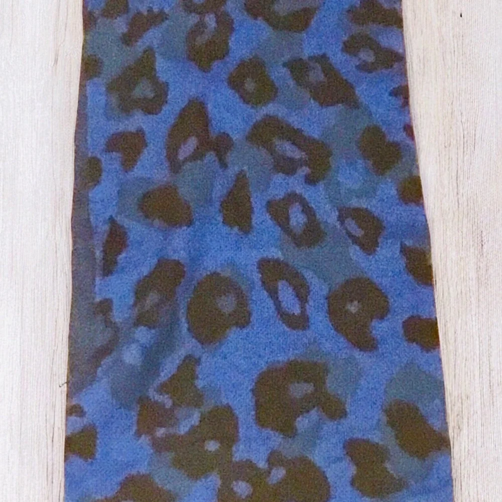 NWT Rag & Bone Mohair Alpaca Silk Blend Scarf Blue Leopard Print